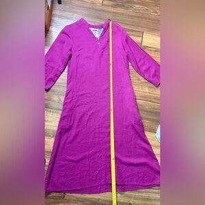 Ancestry xs fushia pink milkmaid pheasant dress button v neck